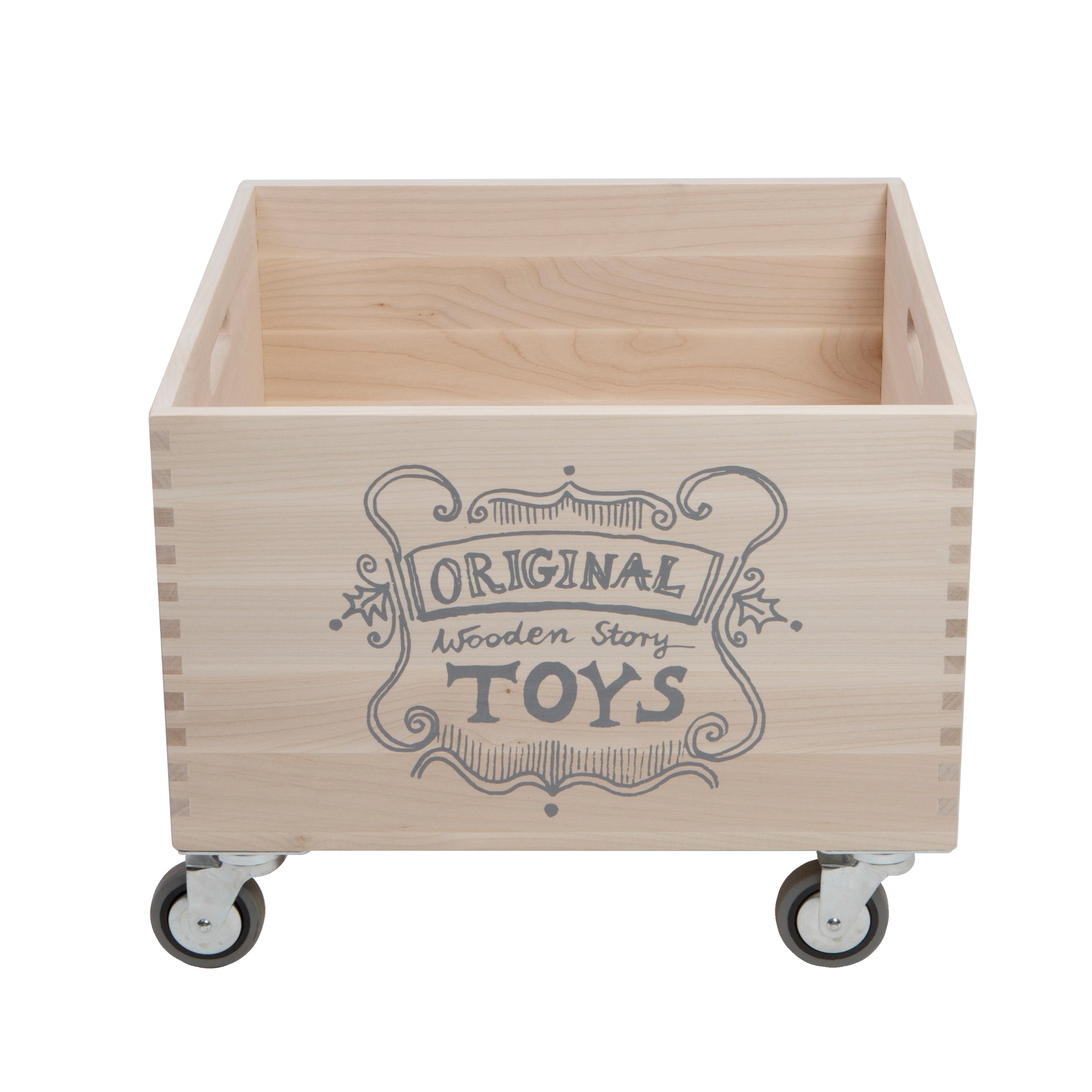 Image showcasing wooden storage crate on wheels - full – woodenstory.com