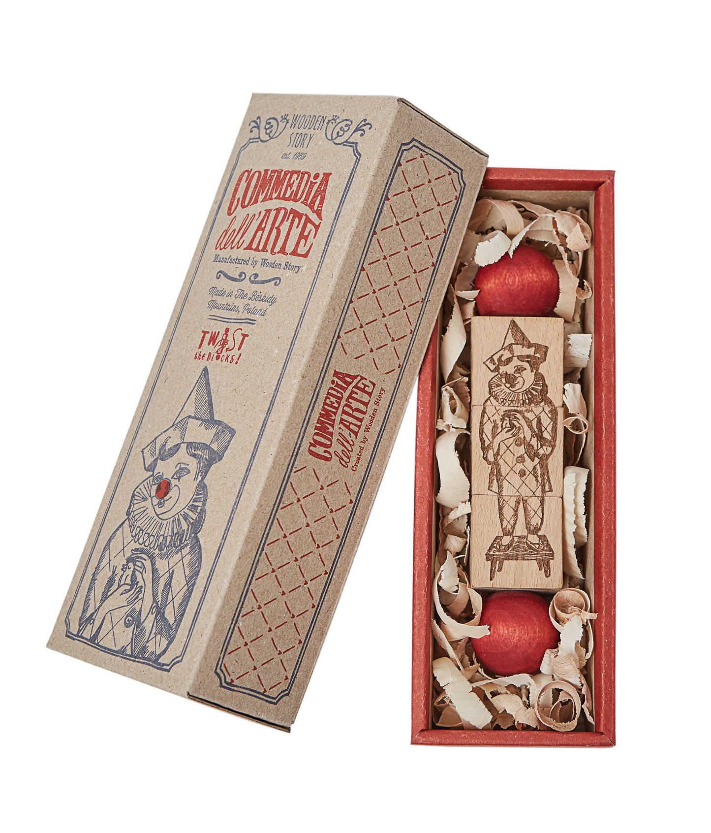 twist the blocks - Commedia dell'arte - red