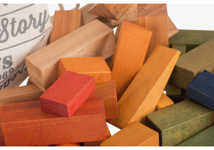 Bunte Holzbausteine im Sack XL – 50 Stück