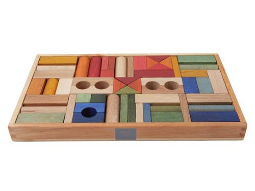 Wooden Blocks In Tray - 54 Pcs Rainbow