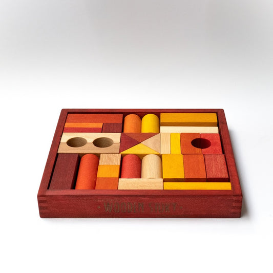 wooden blocks in red tray - 30 pcs