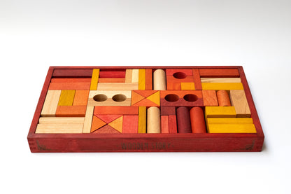 wooden blocks in red tray - 54 pcs
