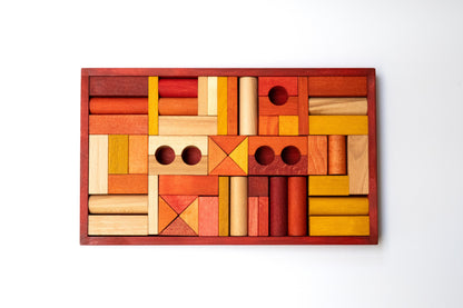 wooden blocks in red tray - 54 pcs