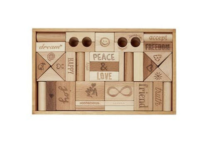 Wooden Blocks Peace & Love Blocks XL - 72 Pcs