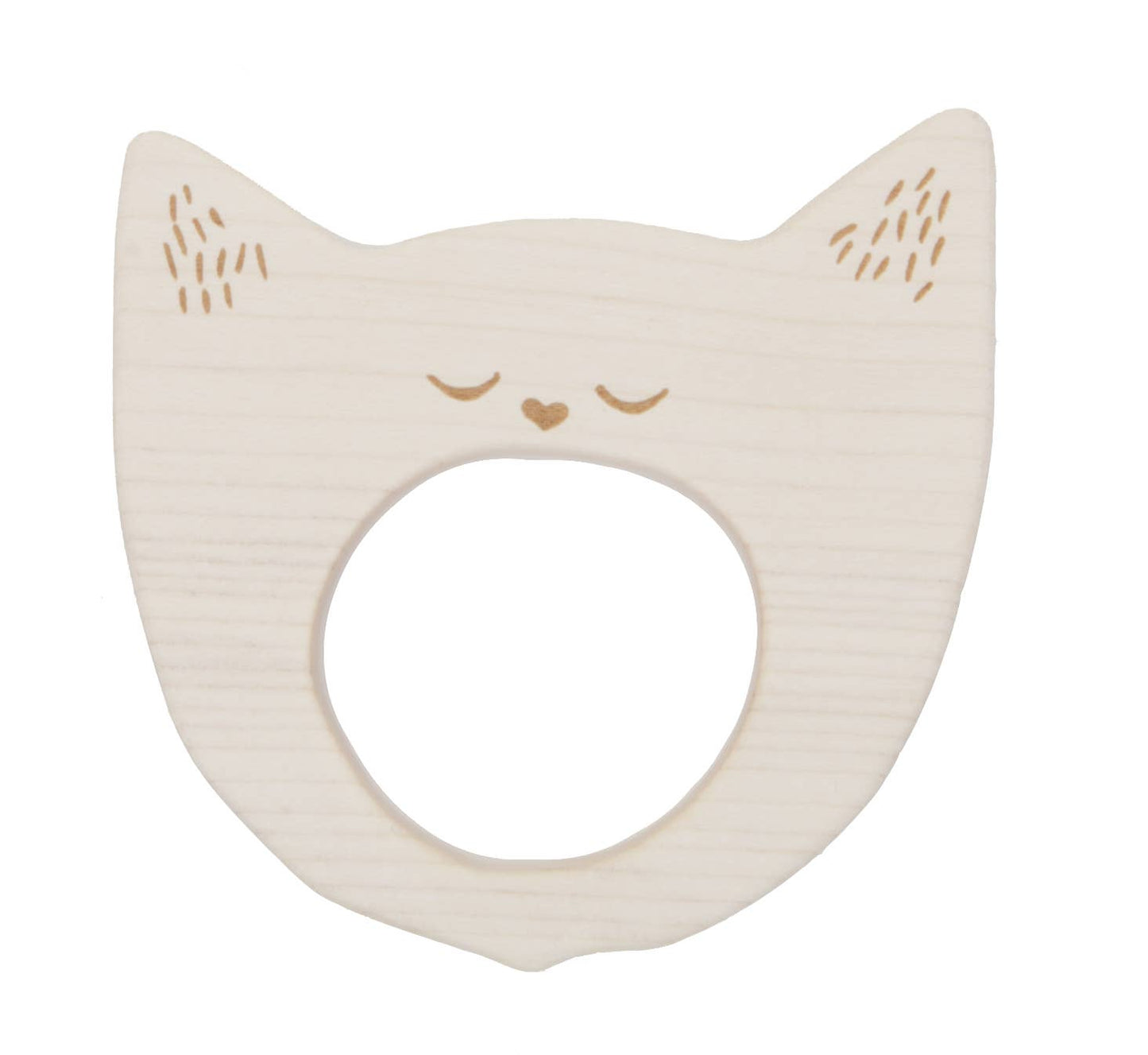 Wooden Teether Yawning Cat