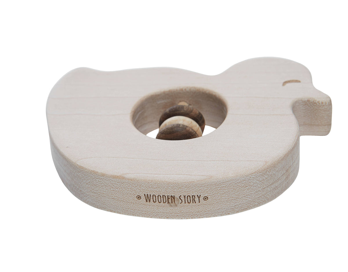 Duck Rattle Teether rattle-teether - baby duck – woodenstory.com