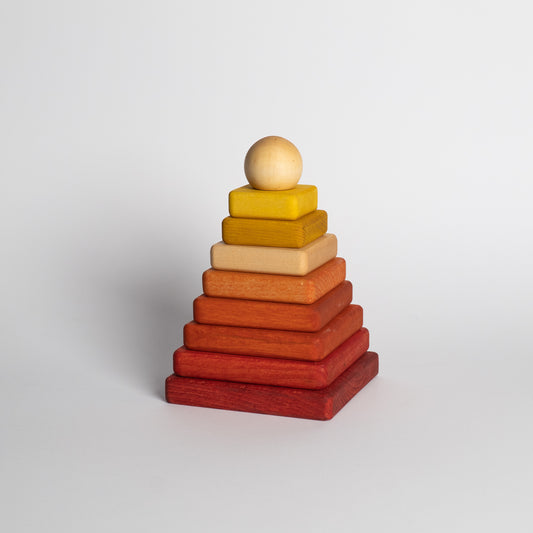 Warm Square Pyramid - Montessori Stacker