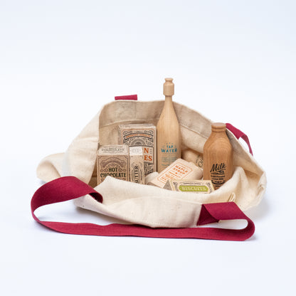 montessori market set with shopping bag