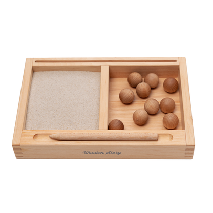 Montessori 2 Parts Sand Tray with Flashcard Holder